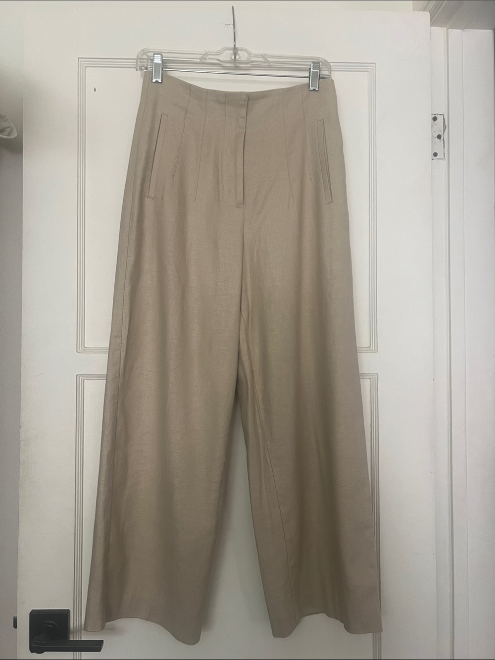 Zara High Waisted Linen Cropped Pants